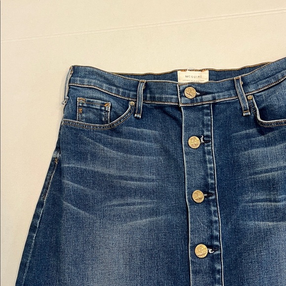 MCGUIRE DENIM SKIRT BUTTON FRONT A-LINE MIDI SIZE 30 - Picture 4 of 13